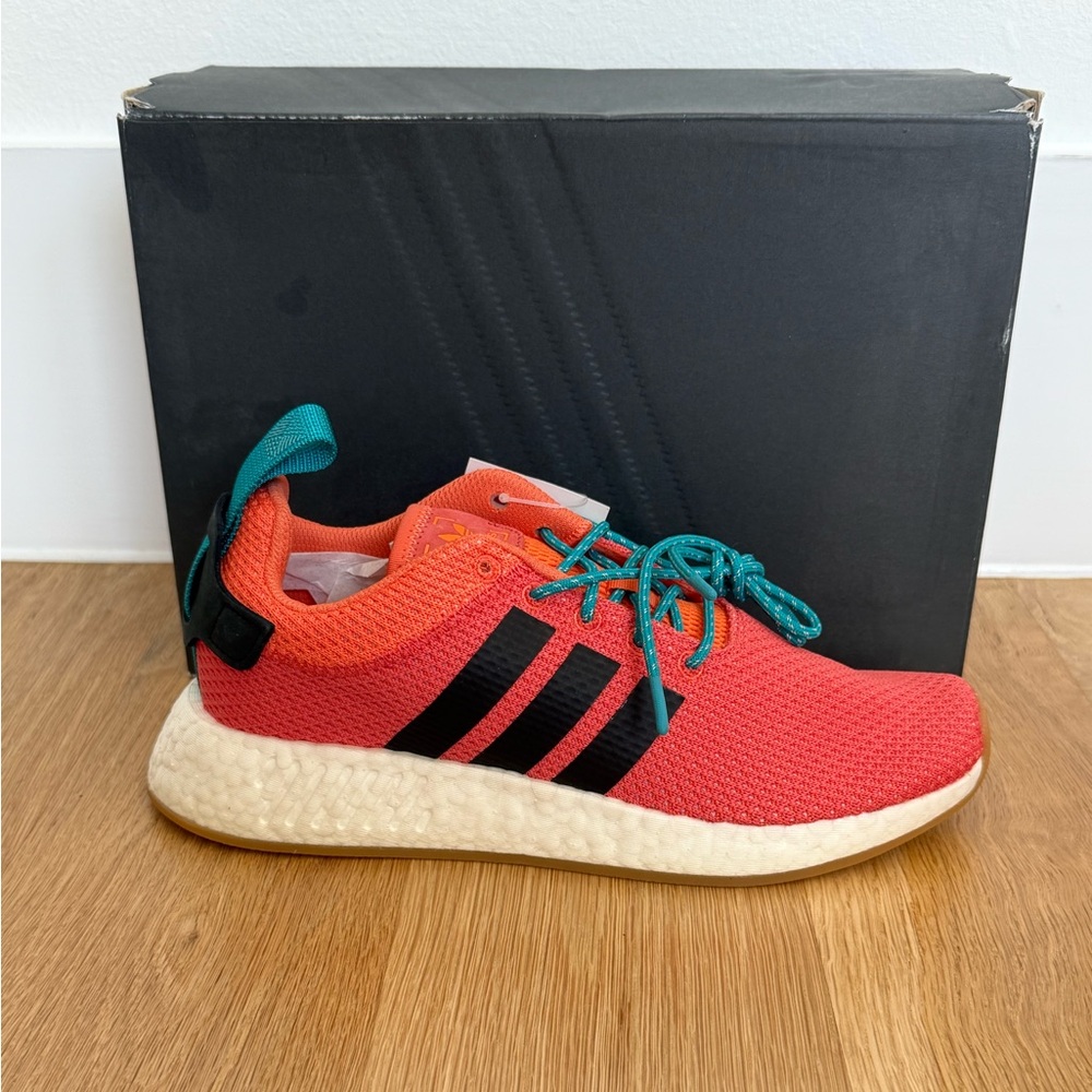 NEW! In Box Adidas Orange and Teal NMD R2 Sneakers with Boost